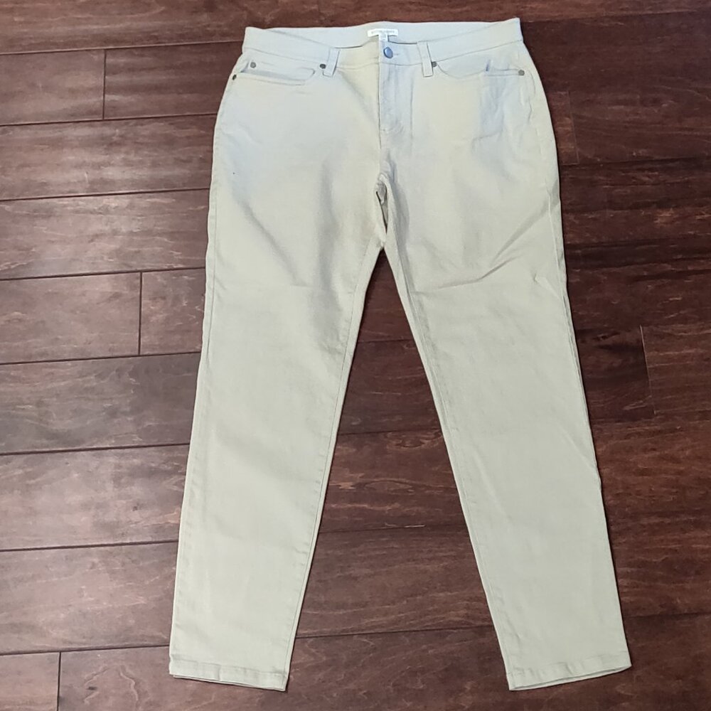 Eileen Fisher 5 Pocket Flat Front Stretch Khaki Pants SIZE 14 PETITE